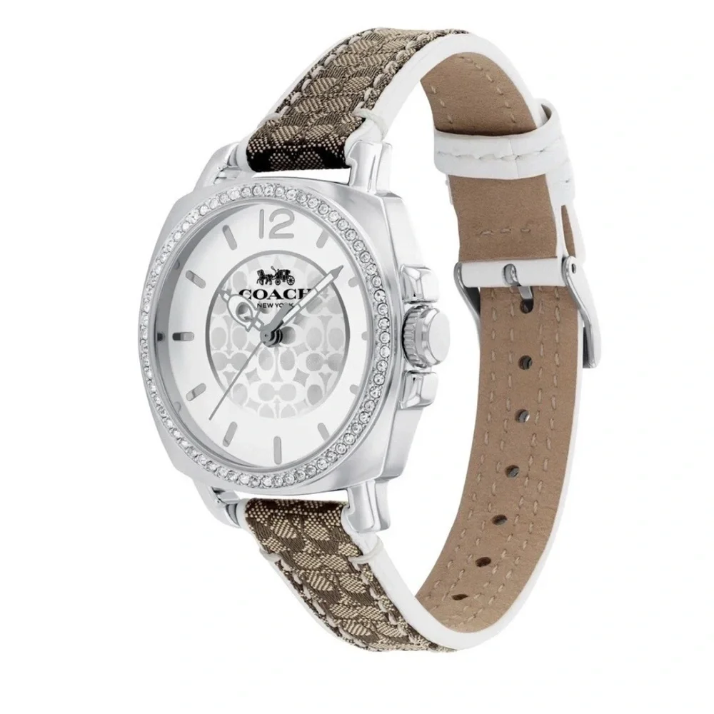 New Coach Boyfriend Women’s Stainless Steel Crystal Bezel Watch 14503148 - Picture 2 of 5